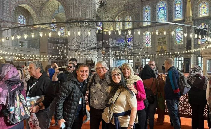 Group of people in blue mosque